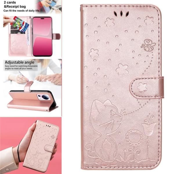 Plånboksfodral - ANNORLUNDA - Xiaomi 13 Lite - Stötsäker - PU-läder - Roséguld
