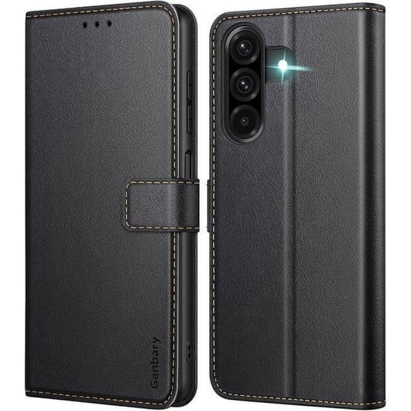 Coque - ANDERLEDES - Samsung Galaxy A26 5G - Læder - Sort - Multifunktionel med 2 kortpladser