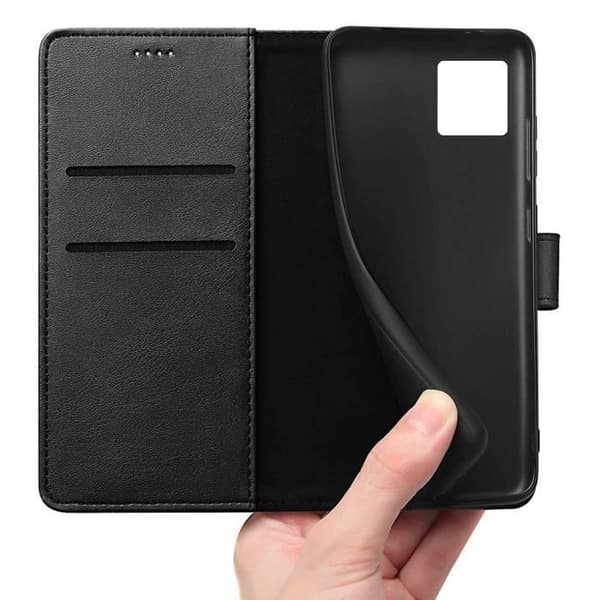 Coque - Phonillico® - iPhone 12/12 PRO - Sort Pung - Video Støtte - Læder Effekt