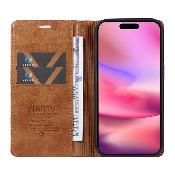 Plånboksfodral - ANNORLUNDA - iPhone 16 - PU-läder - Magnetstängning - Stötsäker