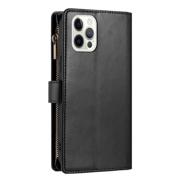 Pungetui - ANDERLEDES - iPhone 12/12 Pro - PU-læder - Sort - Blød - Magnetisk