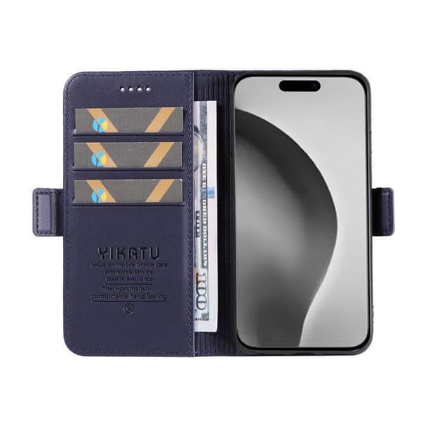 Plånboksfodral - ANNORLUNDA - iPhone 16 Pro Max - PU-läder - Magnetisk - Saphirblå