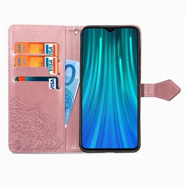 Skal - ANNORLUNDA - Xiaomi Redmi Note 8 Pro - PU-läder - Rosa - Magnetisk