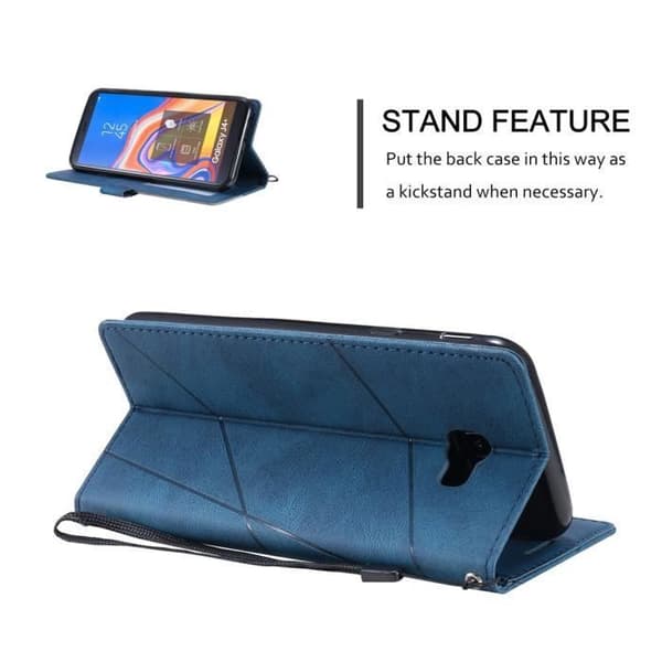 Etui - ANDERLEDES - Samsung Galaxy J4 Plus - Stødabsorberende Pungetui - PU Læder - Blå
