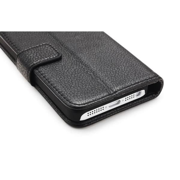 Housse Etui - ANDERLEDES - iPhone 5 5S - Kortpung - Magnetlukning - Sort