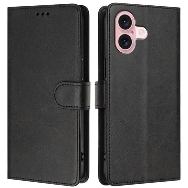 Plånboksfodral - ANNORLUNDA - iPhone 16 - PU-läder - RFID - Magnetstängning - Svart