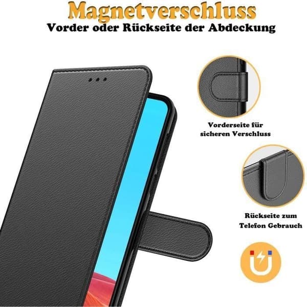 Coque - ANNAT - Xiaomi Redmi Note 10 Pro/Max - Polyuretanläder - Magnetisk stängning - Svart