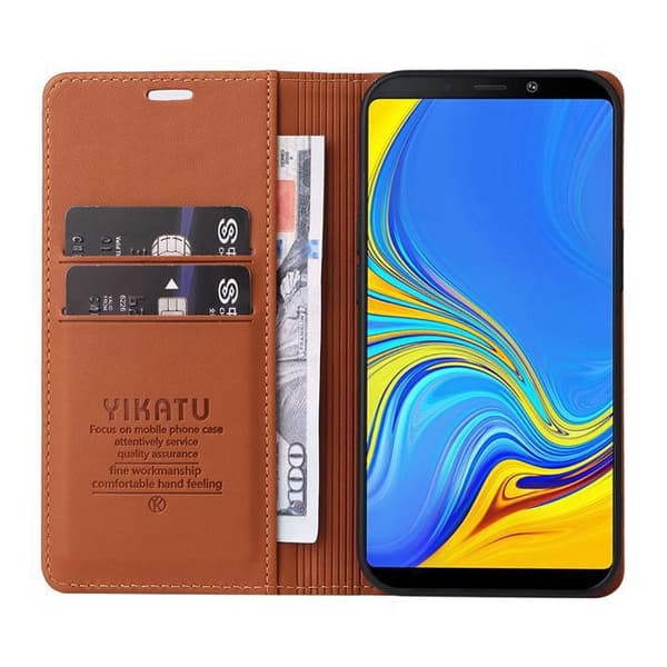 Coque - ANNAT - Samsung Galaxy A9 2018 - Läderfodral - Kortfack - Gul