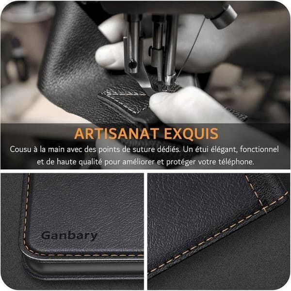 Coque - ANDERLEDES - Samsung Galaxy A26 5G - Læder - Sort - Multifunktionel med 2 kortpladser