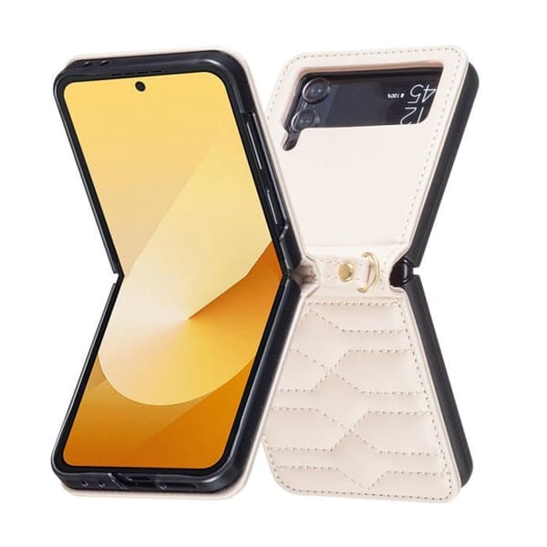 Telefonfodral - ANNORLUNDA - Z Flip 3 / Z Flip 4 - Beige - Halvstyv - Plånbok