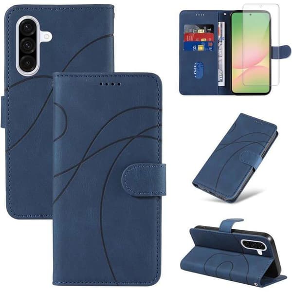 Skydd för Samsung Galaxy A56 5G - ANNORLUNDA - PU-läder - Stödfunktion - Magnetlås - Blå