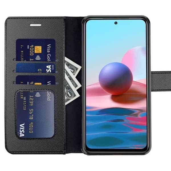 Fodral - ANNAT - Xiaomi Redmi Note 10 5G - Polyuretanläder - Magnetisk stängning - Multifunktionell