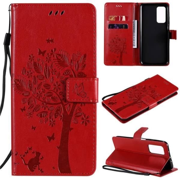 Mobilskal - ANNORLUNDA - Xiaomi Redmi Note 10 4G/Note 10S - Läder - Röd - Magnetisk