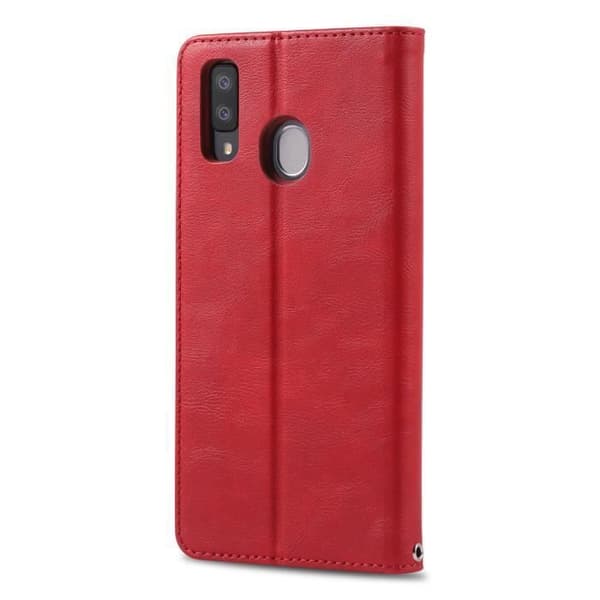 Coque - ANDERLEDES - Galaxy A20E - PU-læder - Rød - Magnetlukning