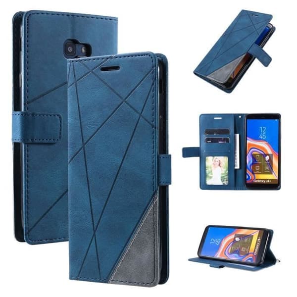 Etui - ANNAT - Samsung Galaxy J4 Plus - Plånboksfodral Stötsäker - PU-läder - Blå