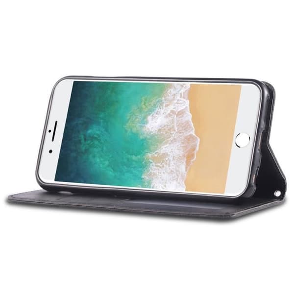 iPhone 6/6S Cover - ANDERLEDES - Premium Læder - Sort - Magnetlukning - Blød