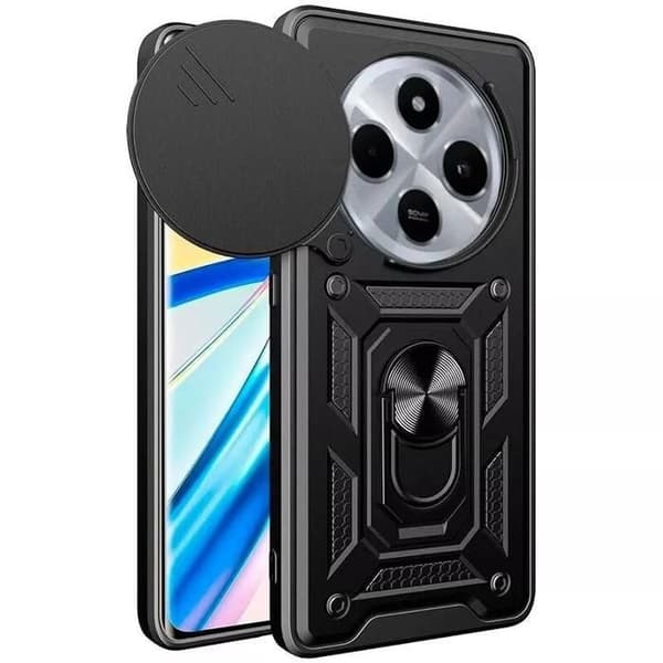 Coque - ANDERLEDES - Xiaomi Redmi 14C 4G / Redmi A4 - Stødabsorberende - Ringholder - Sort
