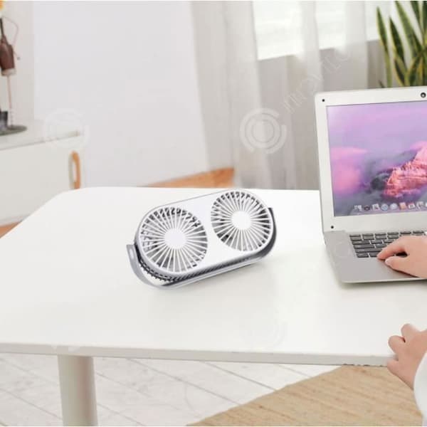 Mini Fläkt - ANNORLUNDA - Bärbar - USB - 3 Hastigheter - Grå Vit