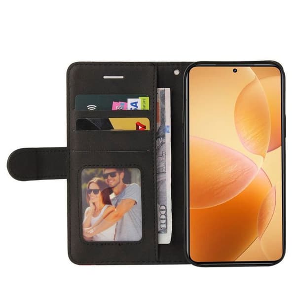 Pungetui - ANDERLEDES - Xiaomi 14T Pro 6.67' - PU-læder - Sort og Rød - Fleksibel