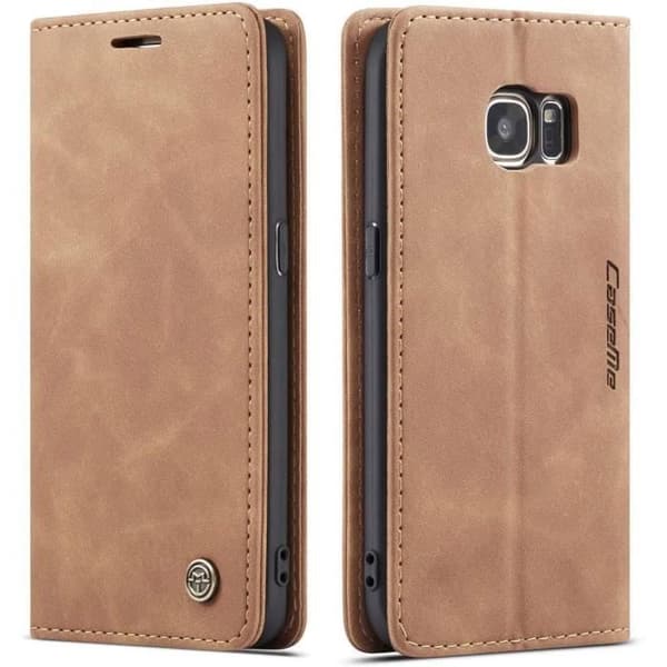 Telefonfodral - ANNORLUNDA - Samsung Galaxy S7 Edge - Premium Läder - Stötsäker - Brun