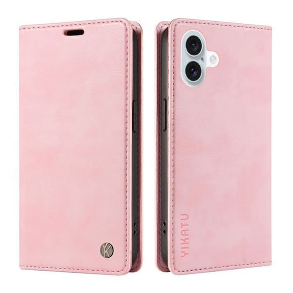 Telefonetui - ANDERLEDES - iPhone 16 Plus - PU-læder - Stødabsorberende - Rosa