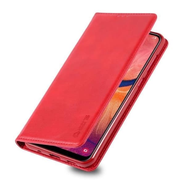 Coque - ANDERLEDES - Galaxy A20E - PU-læder - Rød - Magnetlukning