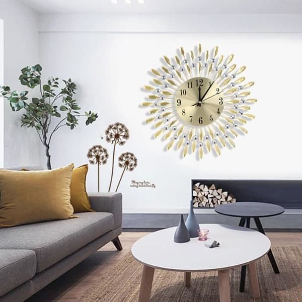 Vægur - Badeværelse - Stille bevægelse - Moderne design - Gul farve