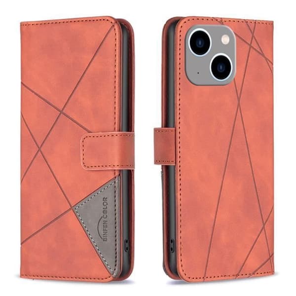iPhone 15 Plus-fodral - ANNORLUNDA - Plånboksfodral - PU-läder - Stötsäker - Brun