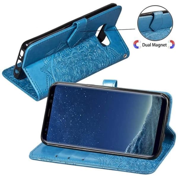 Coque - ANDERLEDES - Samsung Galaxy S8 - Mandala Prægning - Støtte - Magnetlukning