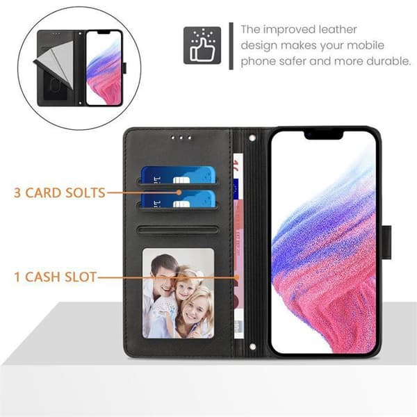 Plånboksfodral - ANNORLUNDA - iPhone 16 - PU-läder - RFID - Magnetstängning - Svart