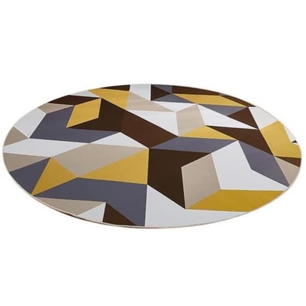 Rund matta - MARQUEUNE - 160 cm - Polyester - Halkskydd - Geometriskt mönster