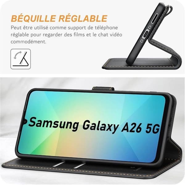Coque - ANDERLEDES - Samsung Galaxy A26 5G - Læder - Magnetlukning - Multifunktionel
