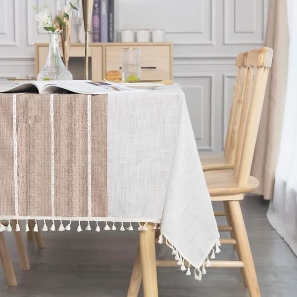 Rektangulär Duk - CUNEARY - 140x240 cm - Bomull Lin - Beige - Tvättbar