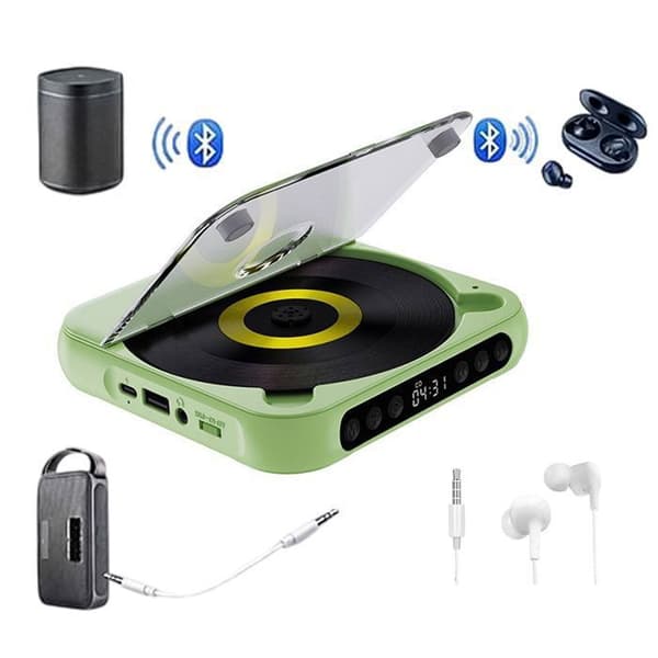 Bluetooth CD-afspiller - BYTELIKE - Ultra tynd - Batteri 2000mAh - Bluetooth 5.3 - Højttaler 2W