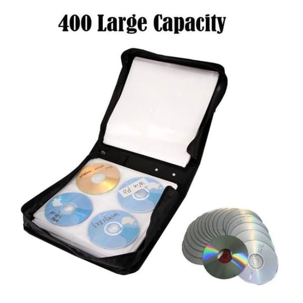 CD-etui til 400 CD / DVD / Blu-ray, opbevaringsmappe, sort Etiket