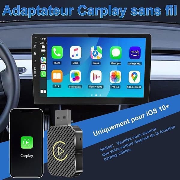 Trådlös CarPlay-adapter - ANNORLUNDA - Kompatibel med iOS/Android - Bluetooth 5.0 - USB-C/Typ-C - Bilar 2016+