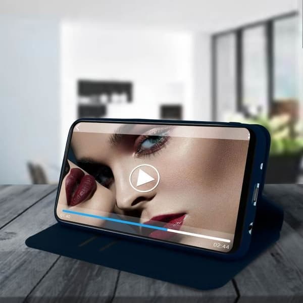 Hus - ANDERLEDES - Samsung Galaxy A10 - Øko-læder - Støttefunktion - Mørkeblå
