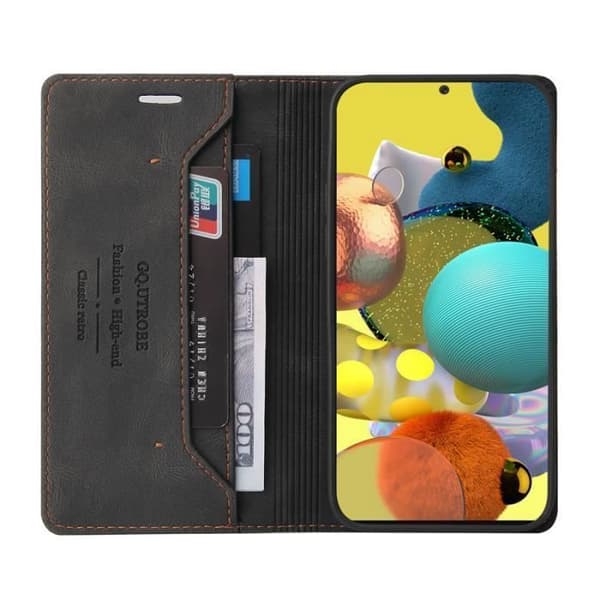 Telefoncover - ANDERLEDES - Samsung Galaxy A51 - Læder - Magnetisk - Sort