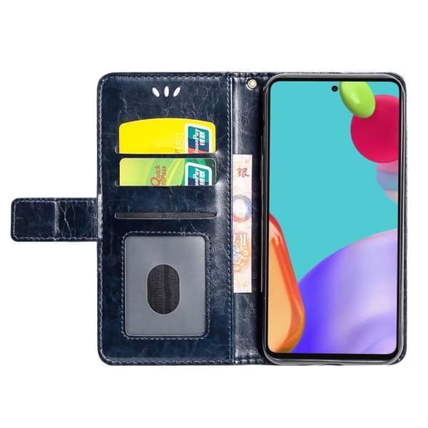 Etui Housse - ANDERLEDES - Samsung Galaxy A52 5G - Blå - PU læder - Stødabsorberende