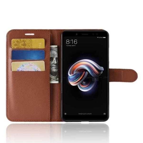 Telefoncover - ANDERLEDES - Xiaomi Redmi Note 5 - Kvalitetslæder - Brun - Multifunktionel