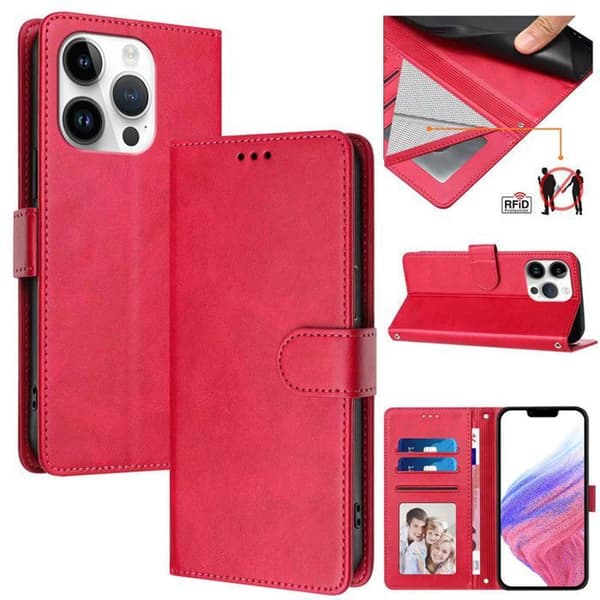 Cover til iPhone 15 Pro - ANDERLEDES - Flip-etui - Magnetlukning - RFID-beskyttelse - PU Læder