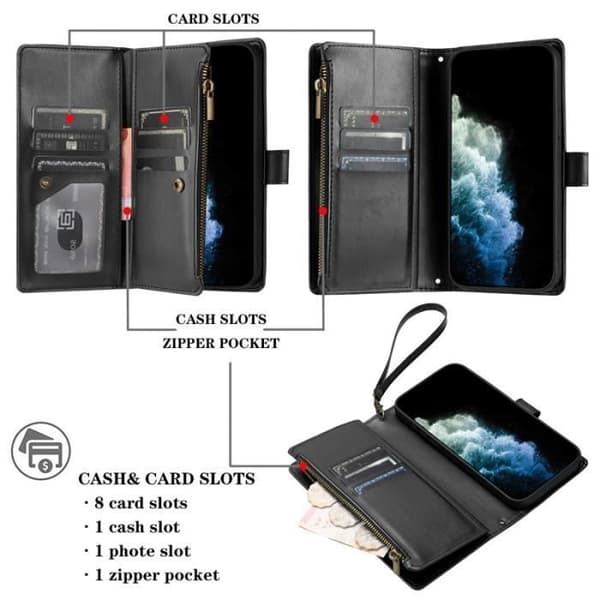 Pungetui - ANDERLEDES - iPhone 12/12 Pro - PU-læder - Sort - Blød - Magnetisk