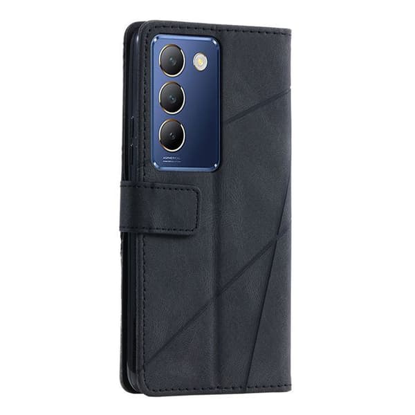 Etui Coque til Vivo Y200e 5G - ANDERLEDES - PU Læderetui - Magnetlukning - Sort - Patchwork Design