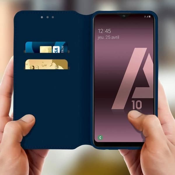 Hus - ANDERLEDES - Samsung Galaxy A10 - Øko-læder - Støttefunktion - Mørkeblå