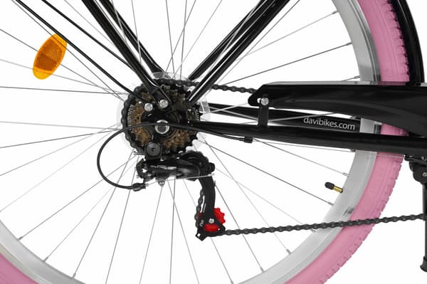 Damecykel Davi Emma 7 gear, 28", 160-185 cm, Sort/Lyserød