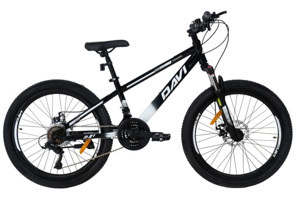 Drengecykel Davi Terrano 24", 130-160 cm, 21 gear, Sort/Hvid