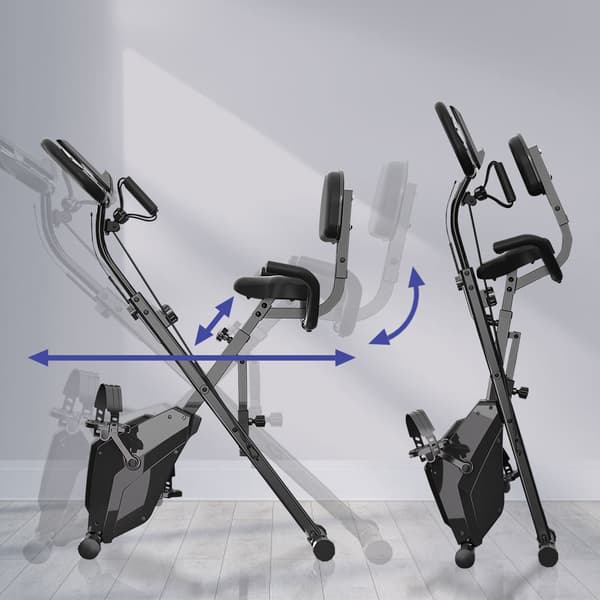 Sammenklappelig Motionscykel med Magnetisk Modstand, Støjsvag Drift, LCD-Display & Elastikker
