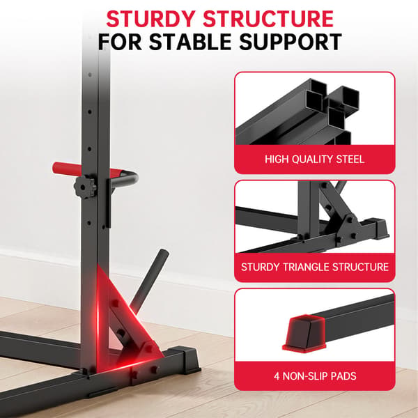 Squat Half Rack til Hjemmetræning, Pull-up Stang, J-Hooks & Safety Arms, 300 kg