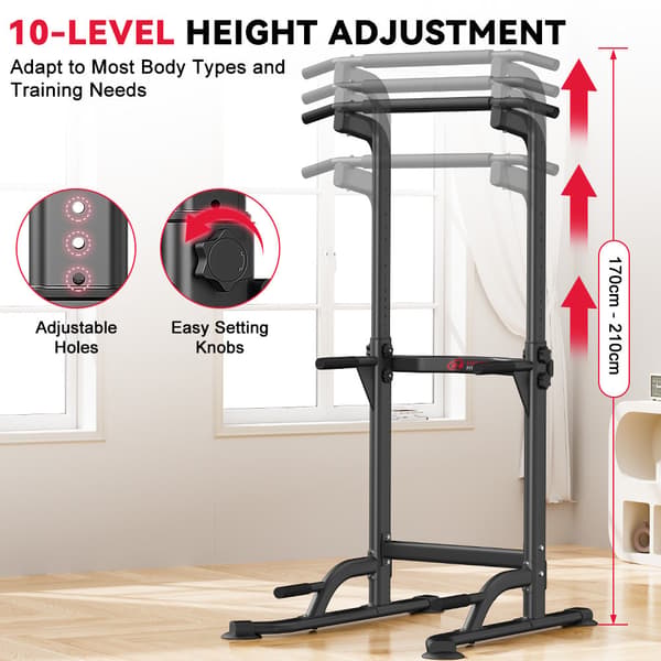 Justerbart Power Tower Dip Station med Pull-Up Bar, Multifunktionelt Træningstårn til Hjemmet