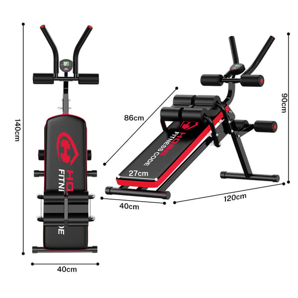 Sammenklappelig Mavetræner med LCD-display, 3 Modstandsniveauer, Core Trainer op til 150 kg